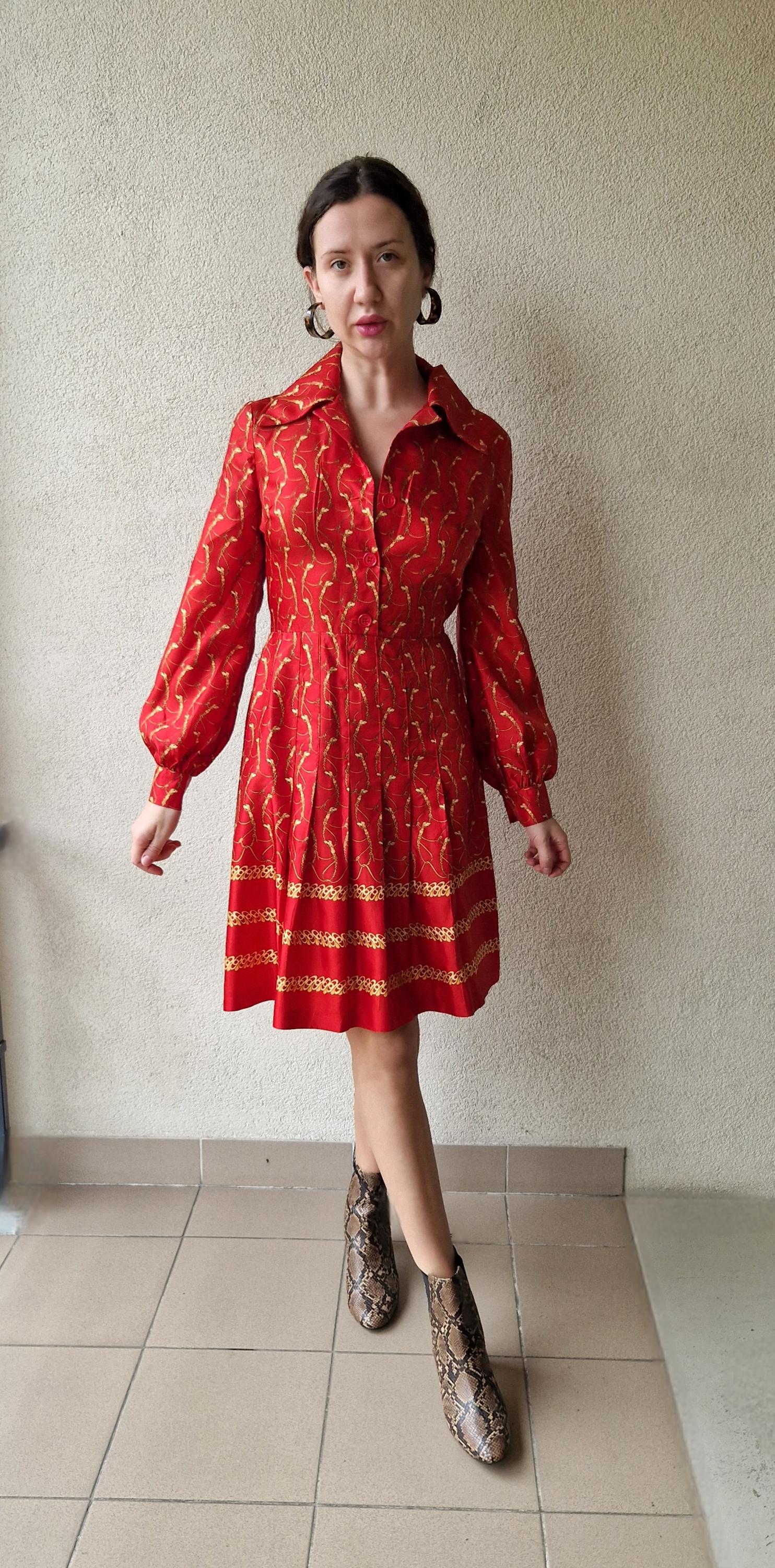 70s/80s Vintage Equestrian Red Satin Pleated Midi Dress - Etsy