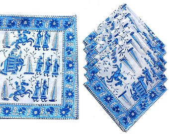 100% Cotton Indian Style Theme Dining Table Mats and Napkins Set of 6 Place-mats Runners