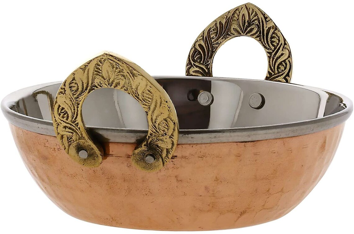 Karahi Indian Serving Dishes Copper Bowl Set Copper Etsy
