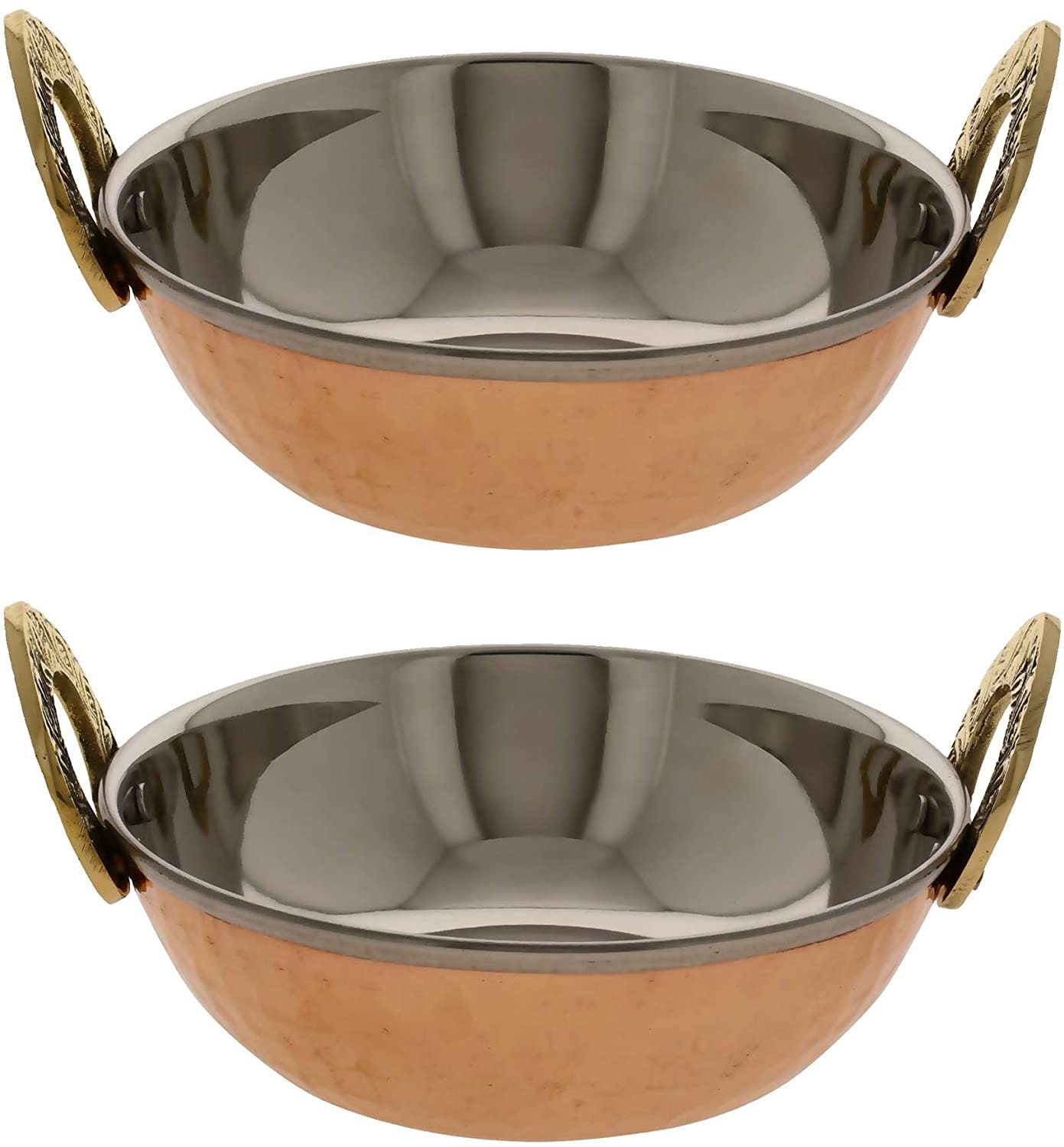 Indian Style Dinnerware Serving Bowl Kadai Stainless Steel Hammered 16 oz.