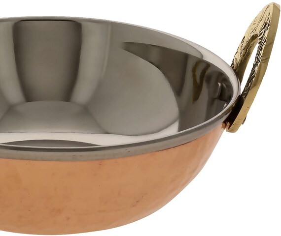 Indian Style Dinnerware Serving Bowl Kadai Stainless Steel Hammered 16 oz.