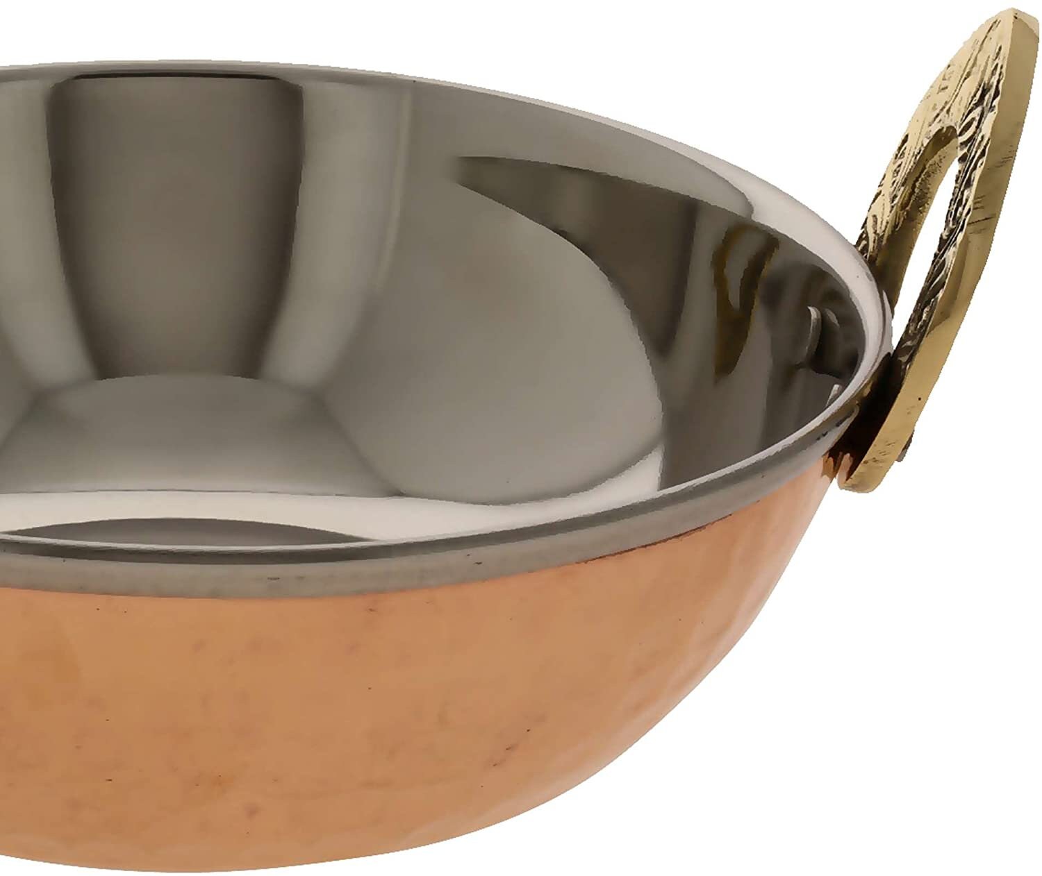 Karahi Serving Bowl - Pure Copper & Stainless Steel 48 oz (8 Diameter)