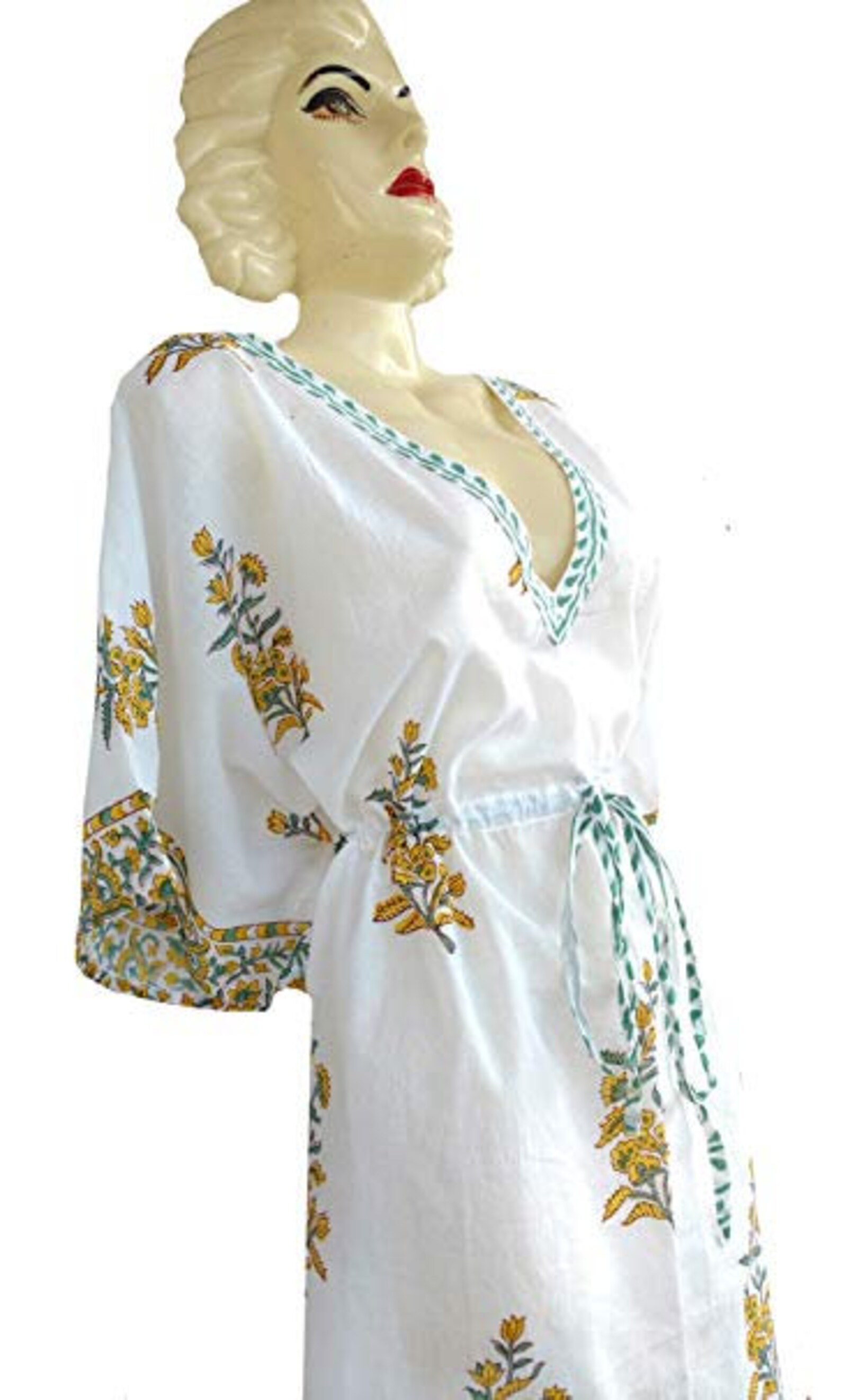 100 Cotton Hand Block Print Swimsuit Coverup Beach Caftan Etsy Denmark