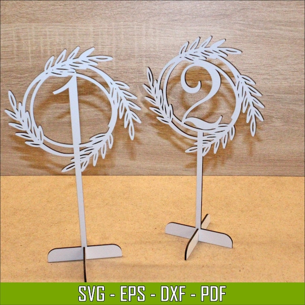 Table numbers 1-20 for wedding or baby shower, elegant decor digital dxf svg pdf eps files for laser cutting