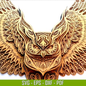 Multilayer Owl Mandala Home Decor Wall Art SVG DXF EPS File - Etsy
