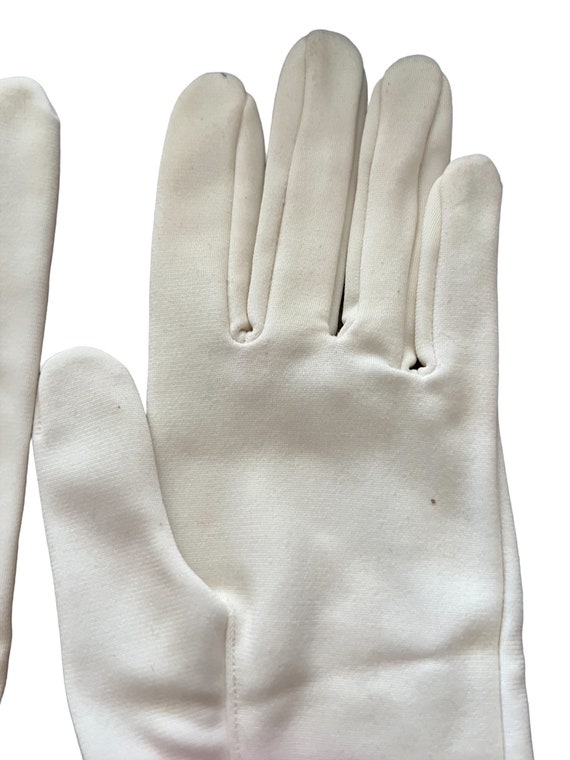 Long Off White Embroidered Vintage Gloves - image 6