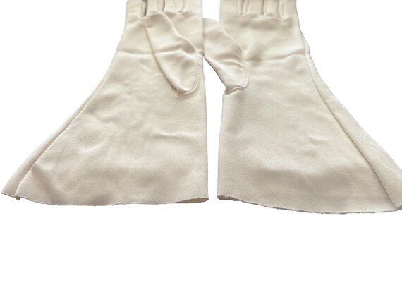 Long Off White Embroidered Vintage Gloves - image 5