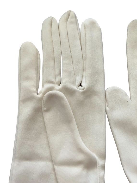 Long Off White Embroidered Vintage Gloves - image 8
