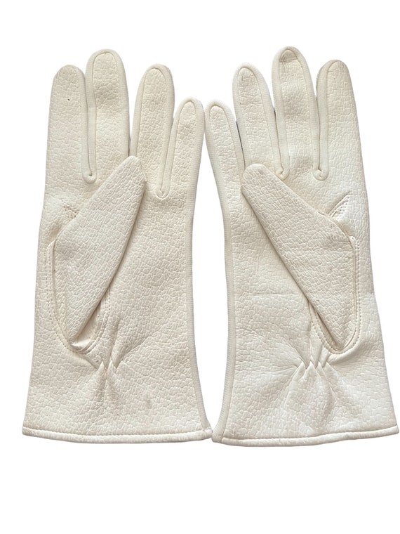 Vintage White Leather Lined Gloves Made in Japan Gem