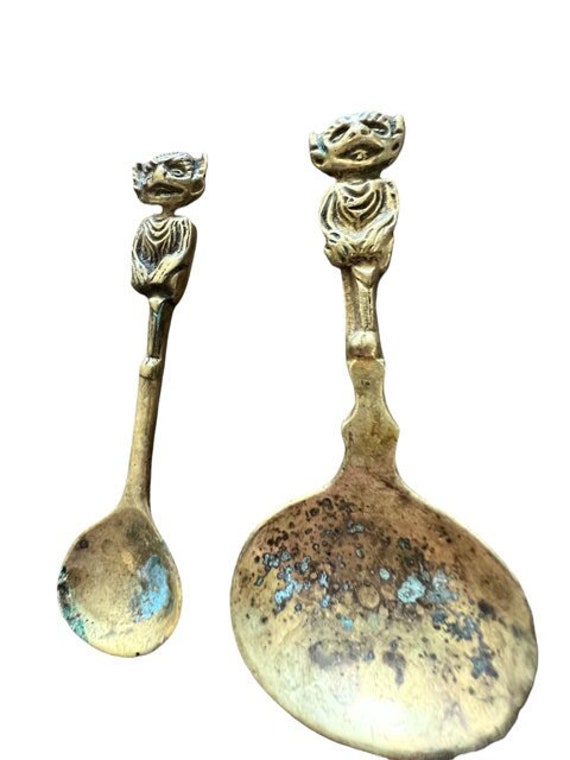Brass Spoons Devil Demon Monkey on Handle Etsy