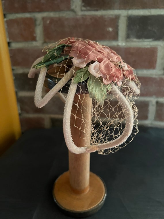 Silk Floral Headpiece, Capulet Fascinator Hat - image 3