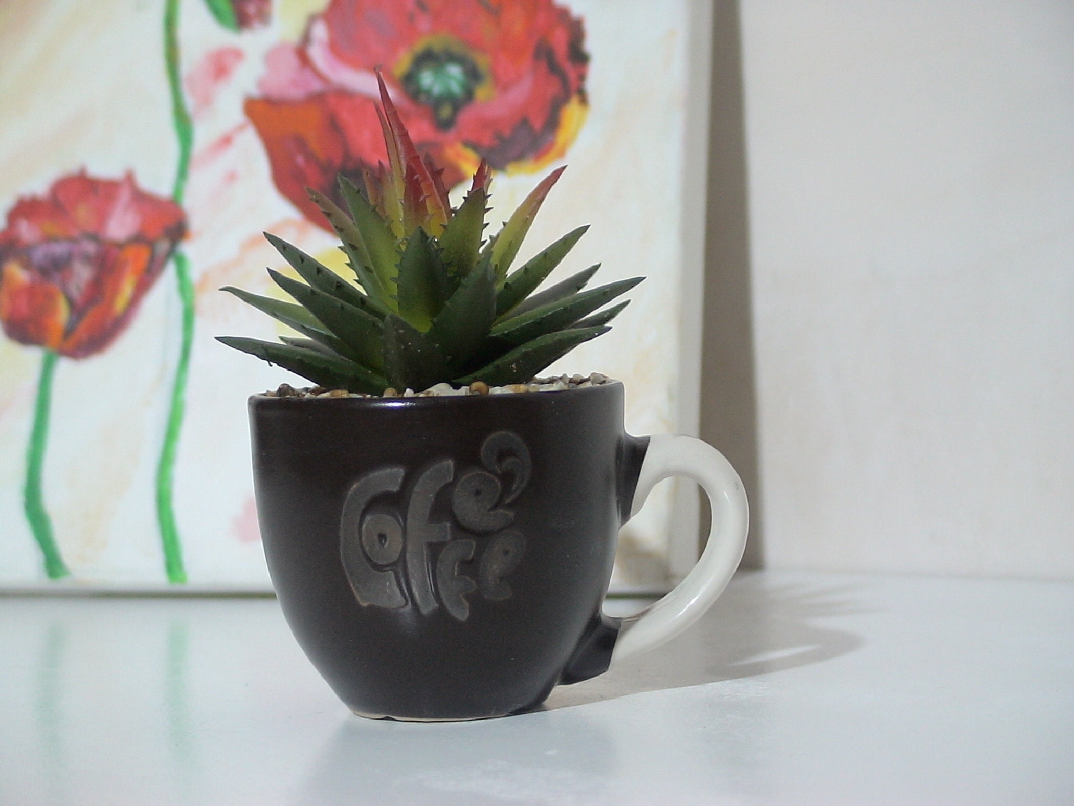Artificial succulents in a coffee cup home decor succulent Etsy