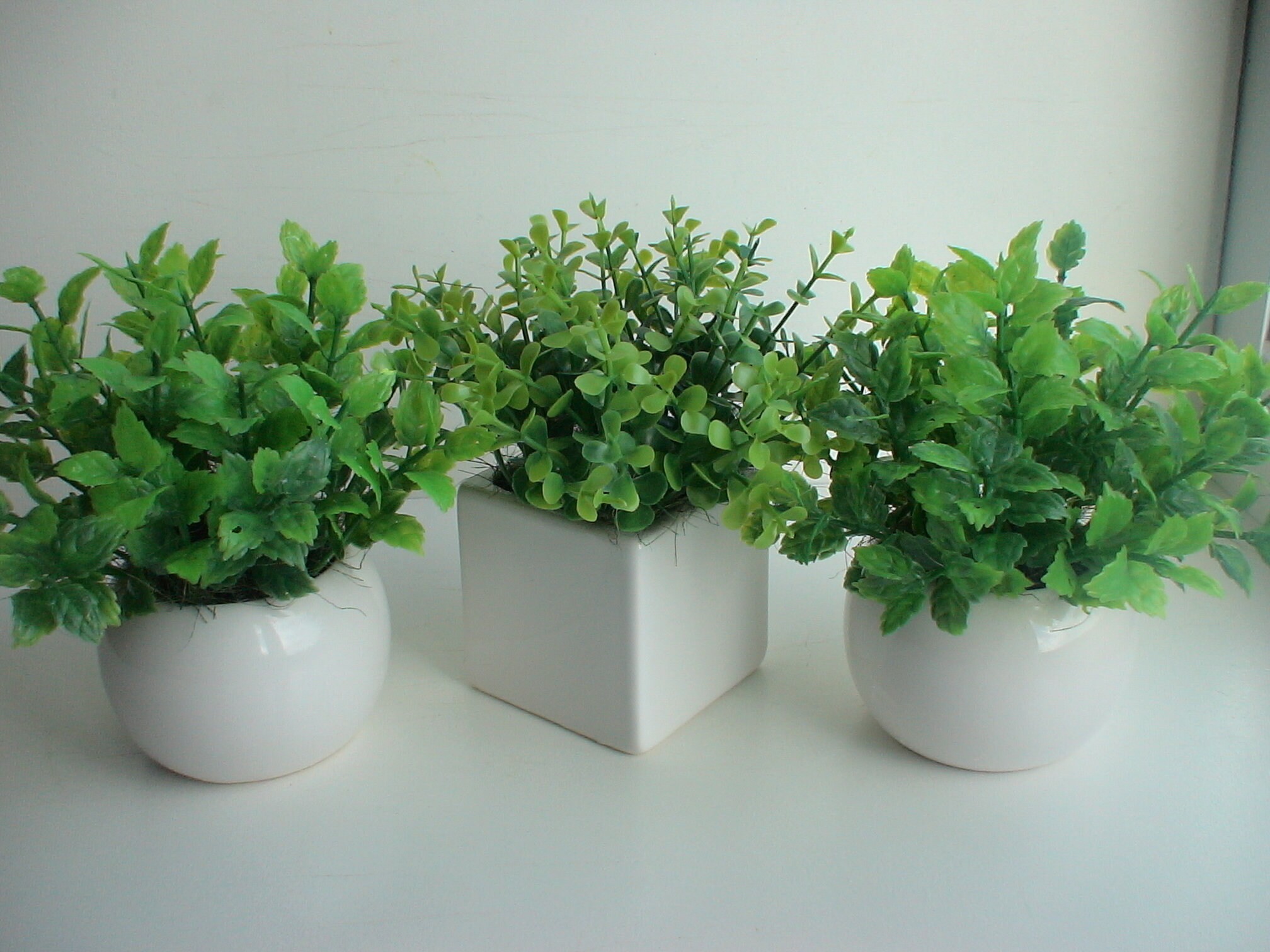 Artificial greenery set in white ceramic pots Modern decor 3 Etsy