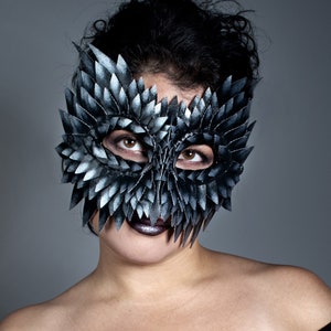 Silver Owl Mask, Masquerade Masks Women, Owl Mask, Leather Mask, Bird Mask, Burning Man, Mardi Gras, Festival Mask image 3