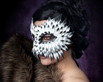 Masque Harfang des neiges, Masques de mascarade pour femmes, Masque de hibou, Masque en cuir, Masque d'oiseau