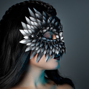 Silver Owl Mask, Masquerade Masks Women, Owl Mask, Leather Mask, Bird Mask, Burning Man, Mardi Gras, Festival Mask image 5