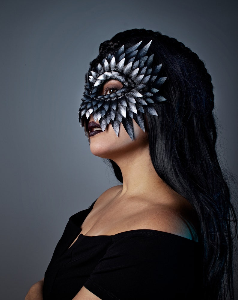 Silver Owl Mask, Masquerade Masks Women, Owl Mask, Leather Mask, Bird Mask, Burning Man, Mardi Gras, Festival Mask image 4