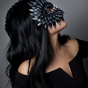 Silver Owl Mask, Masquerade Masks Women, Owl Mask, Leather Mask, Bird Mask, Burning Man, Mardi Gras, Festival Mask image 7