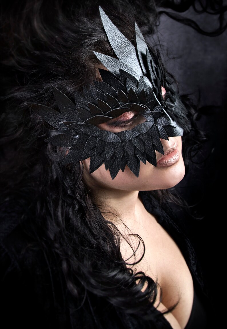 Black Mask Masquerade Masks Women Burning Man Faux Leather Etsy