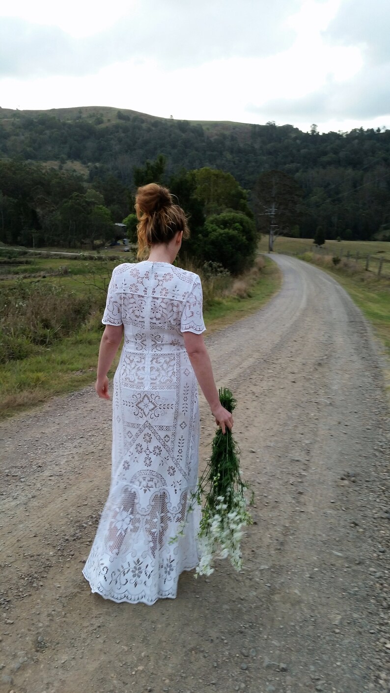 Boho Vintage Lace Wedding Gown Ethical Wedding Dress Rustic Etsy