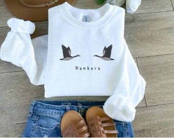 Honkers Crewneck with Goose Print, Funny Bird Lover Shirt, Cozy Sweater, Quirky Gift