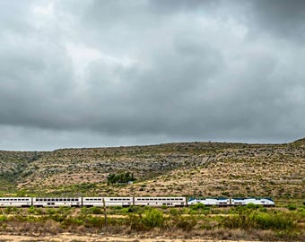 Scenic Train Journey Through the High Desert - Landscape Photography Print