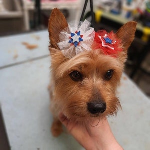 American Patriotic Independence Day Dog Bows, Forth of July Bow, Memorial Day Grooming Top-Knot Bows image 5