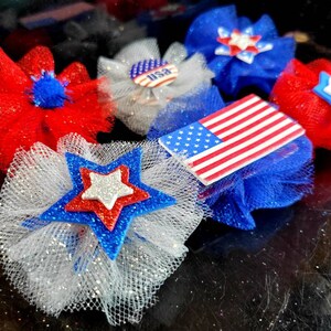 American Patriotic Independence Day Dog Bows, Forth of July Bow, Memorial Day Grooming Top-Knot Bows image 8