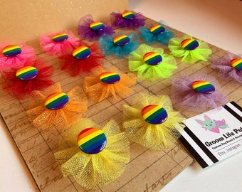 LGBTQ Dog Bows, Pride Grooming Top-Knot Bows, Custom Gay Pride Bows