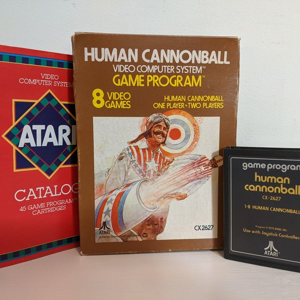 1978 Human Cannonball for Atari 2600 Vintage Video Game CX 2627 Box & Cartridge