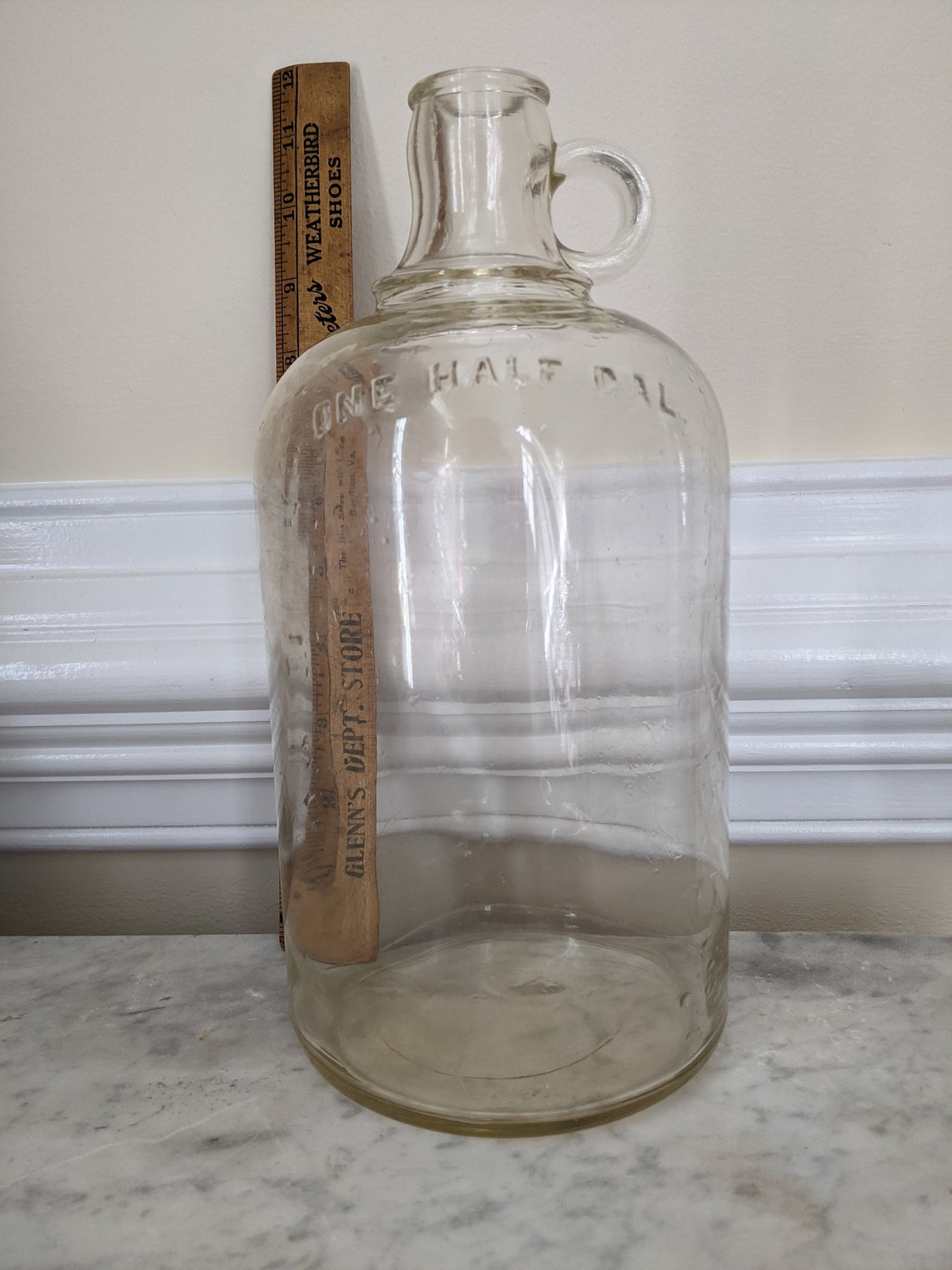 1927 Owens Glass Half Gallon Jug Embossed Vinegar Moonshine Etsy