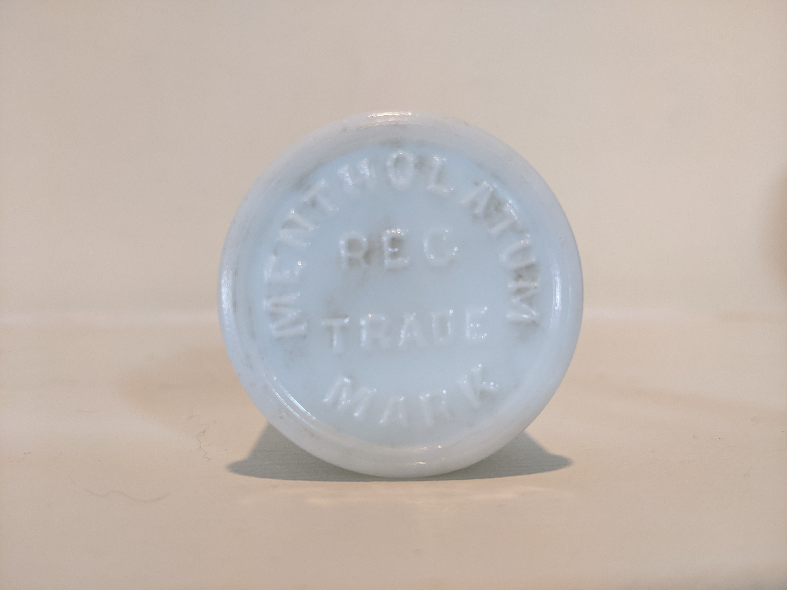 Antique Mentholatum Milk Glass Jar White Embossed Reg Trade Mark