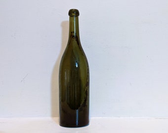 1800s Olive-Forest Green Mineral Water or Wine Bottle Blob Top VA Dug EMPTY