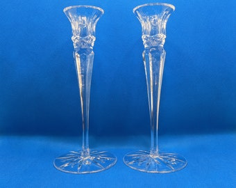 Pair of Miller Rogaska Lead Crystal Candlesticks Candle Holders Vintage 1991