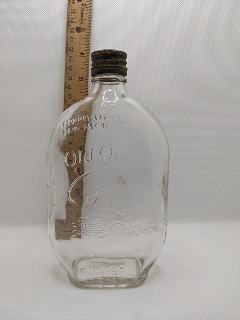 1939 Old Quaker Whiskey Bottle Vintage Flask Embossed Federal - Etsy