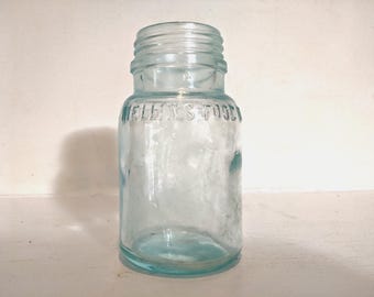 1920-1930s Mellin's Food Co Baby Food Jar Boston MA Aqua Embossed Vintage Bottle