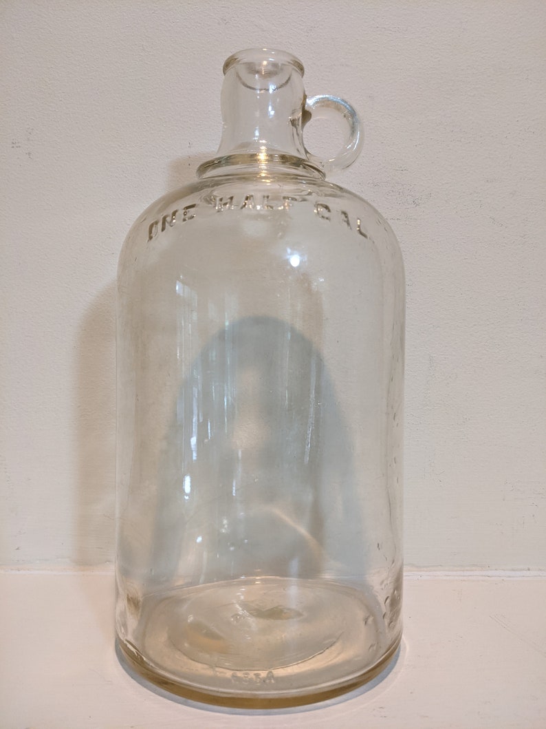 1927 Owens Glass Half Gallon Jug Embossed Vinegar Moonshine Etsy