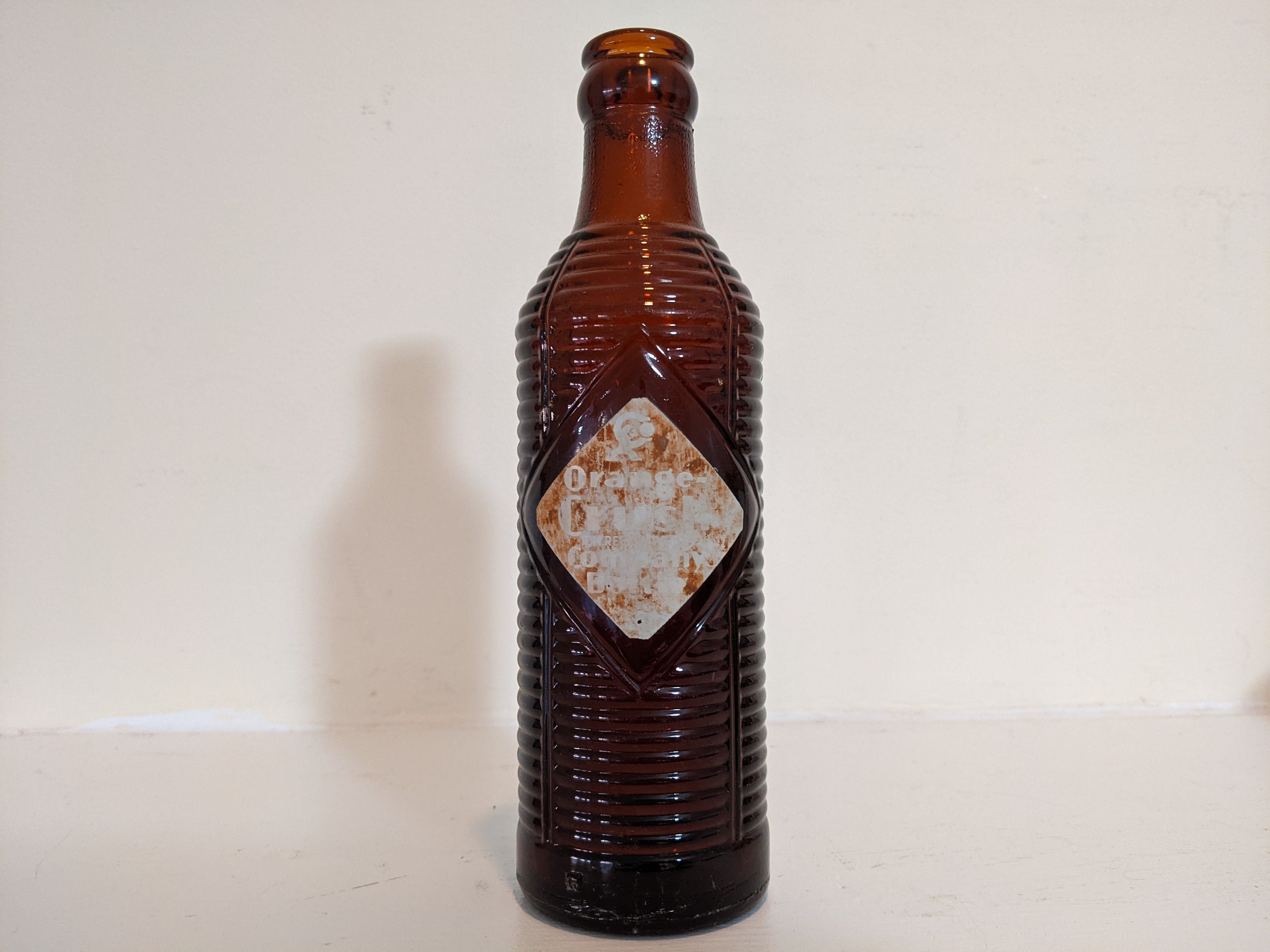 Mid Century Orange Crush Soda Bottle Krinkly Amber Brown Art Etsy