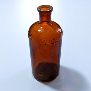 1924-40s Lysol Bottle Brown Embossed Cork Topped Vintage Large Dug Whitall Tatum