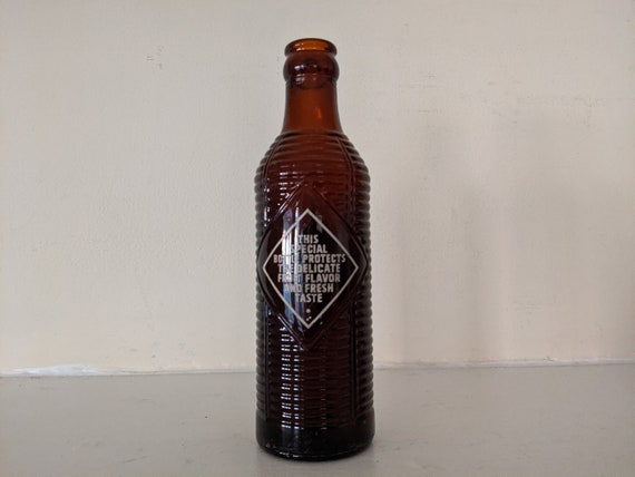 Mid Century Orange Crush Soda Bottle Krinkly Amber Brown Art Etsy