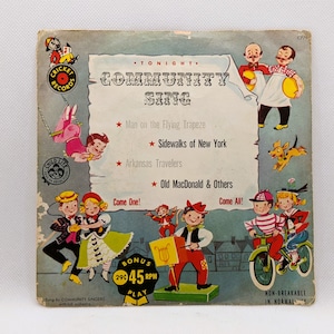 1950-1960s Cricket Vinyl 45 Record C779 Community Sing Warren Vincent Orchestra Sidewalks of NY -Man  Flying Trapeze - Arkansas Travelers