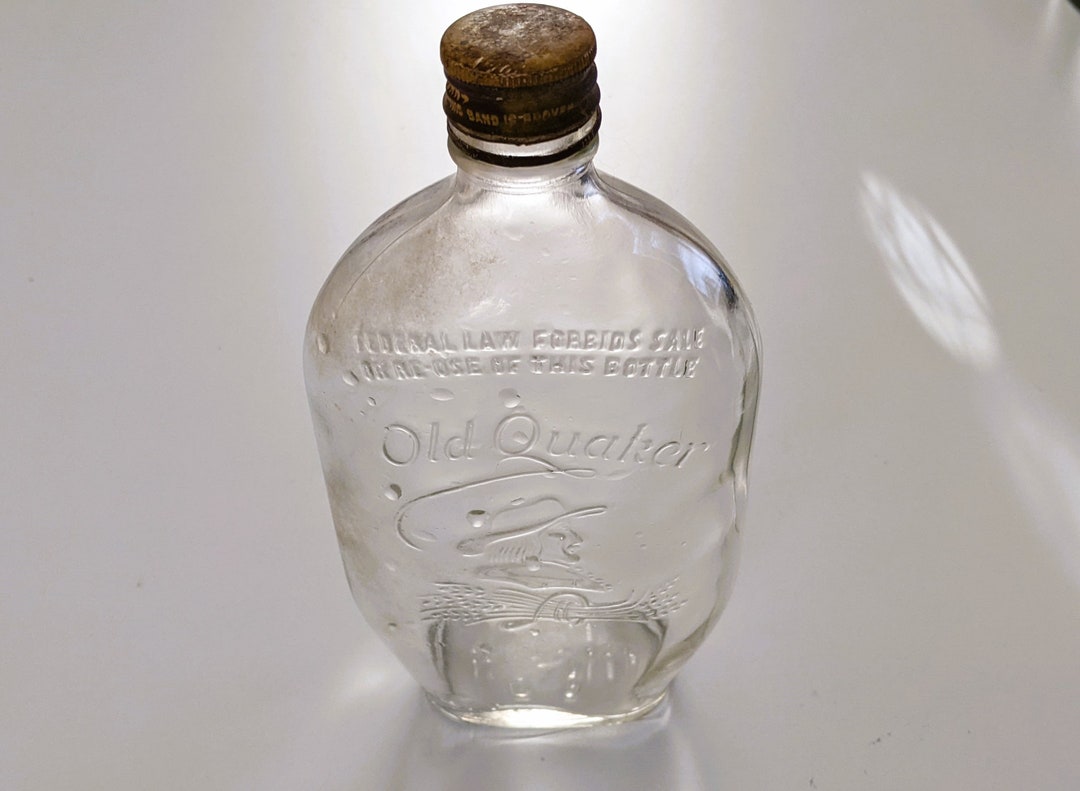 1940 Old Quaker Whiskey Bottle Vintage Flask Embossed Federal - Etsy