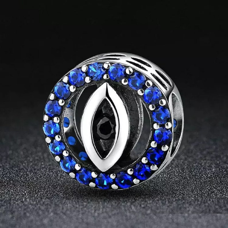 Blue Evil Eye Lucky Charm Sterling Silver 925 With Blue Cubic Etsy