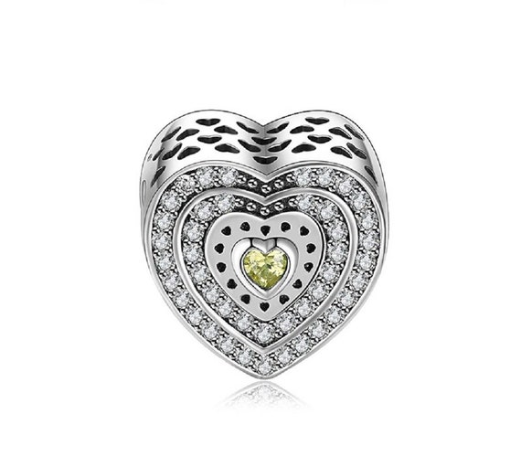Sterling Silver Polished LOVE CZ Heart Charm