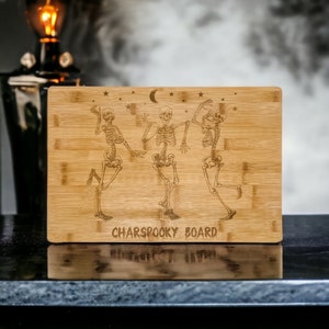 Spooky Charcuterie Board - Charspooky Board - Halloween Cutting Board - Bamboo Cutting Board - Dancing Skeletons - Spooky Decor