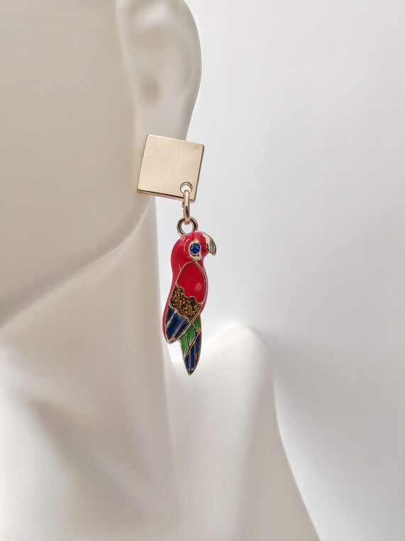 Details about   Parrot exotic Bird Earrings Tropical 