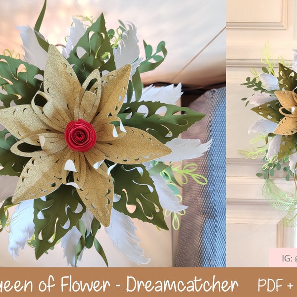 Queen paper flower template| Dreamcatcher flower SVG, DIY flower svg, rolled flower Svg Pdf Dxf cricut silhouette