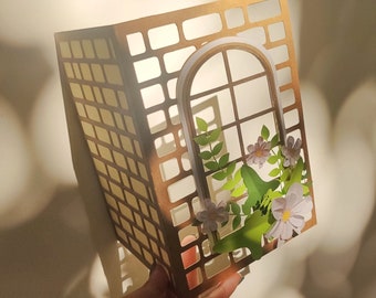 3D Window Daisy Laser Cut Card Template: 5x7 Floral SVG (Digital Download)