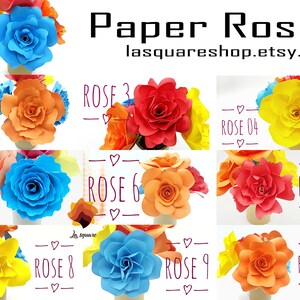 40 Rose Paper flower templates, Paper Roses svg, Paper Flower SVG, Giant Paper Roses, Rose Paper Flowers bouquet, Flower Templates SVG
