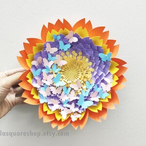 Giant flower butterfly - Paper flowers backdrop template svg